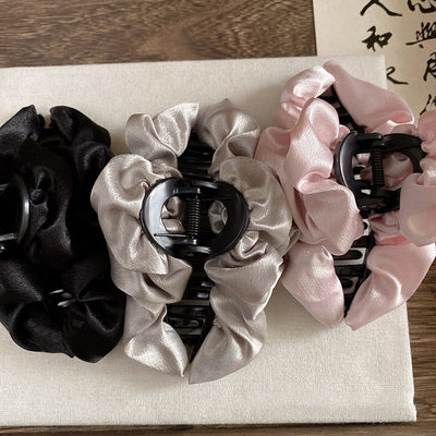 Shiny Pleated Satin French Hair Claw Clip – Large