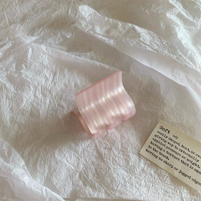 Pink Striped Square Hair Claw Clip – Small