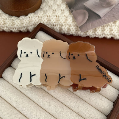 Cartoon Brown Gradient Dog Hair Claw Clip – Large