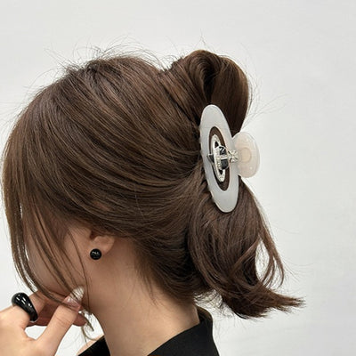 French Acetate Planet & Diamond Hair Claw Clip - Medium