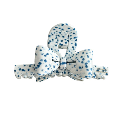Polka Dot Double-Sided French Ribbon Hair Claw –  Medium