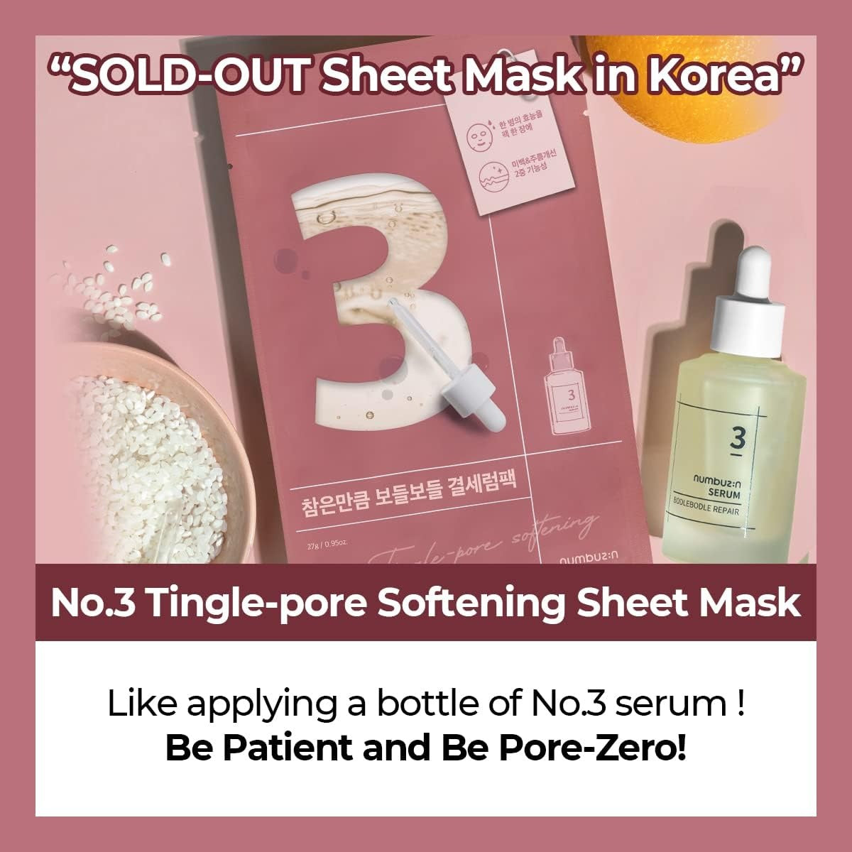 Numbuzin No. 3 Tingle-Pore Softening Sheet Mask