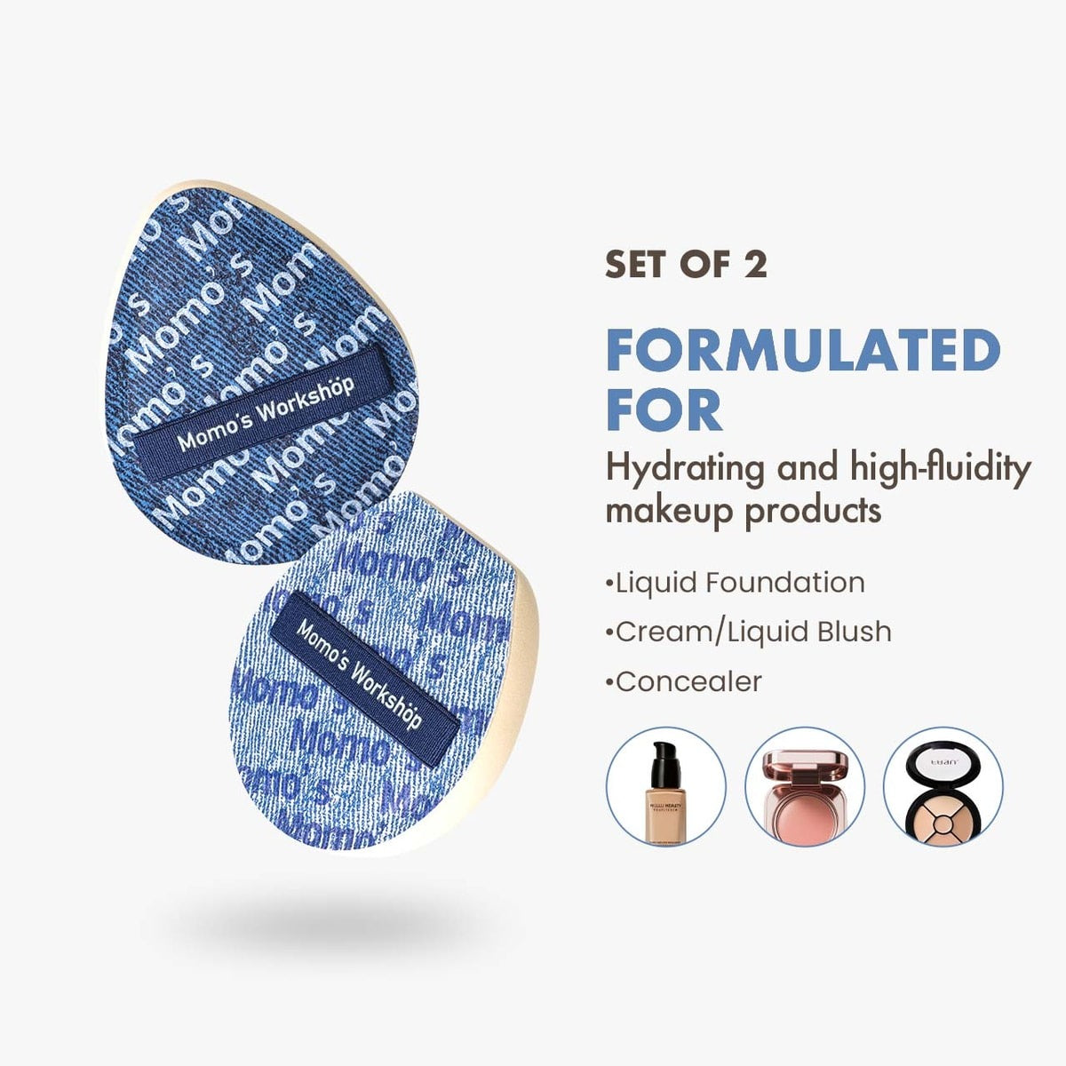 MOMO'S WORKSHOP Black Denim Makeup Sponges