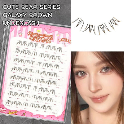 MENG JIE SHANG PIN Galaxy Brown Underlash — Cute Bear Series (64 Clusters)