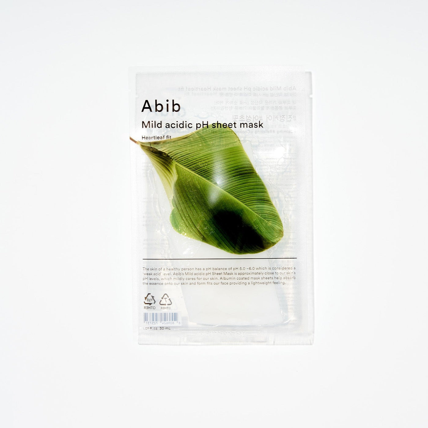Abib Mild acidic pH sheet mask Heartleaf Fit (10 sheets)